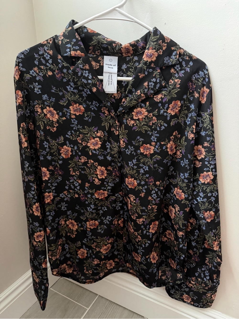 Black Floral Button-Down Shirt